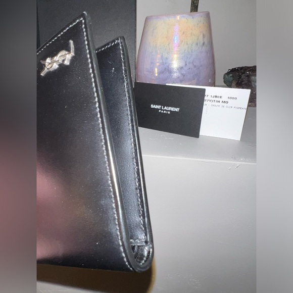 YSL black leather mens wallet! Comes with box, tags, & paperwork in photos! - Picture 3 of 15